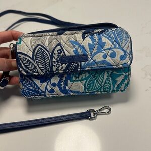 NWOT- Vera Bradley Blue and White Patterned Crossbody Multipurpose Wallet Bag
